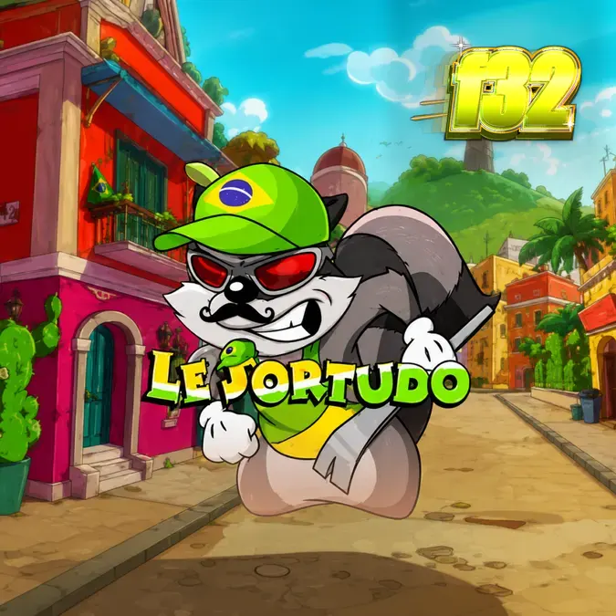 Smokey si rakun dalam suasana ceria di jalanan Brasil pada slot Le Sortudo